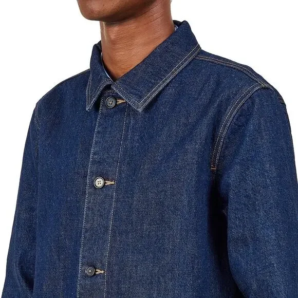 A.P.C. Indigo Anthonin Denim Patch Pocket Button Front Jean Jacket Size Small - Picture 8 of 16